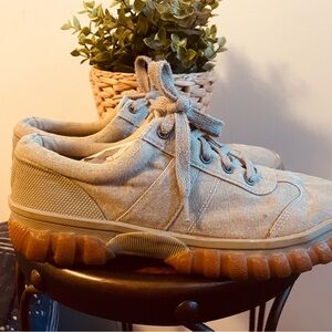 G.H. Bass Women's Green and Grey Trainers
 with Gum Sole